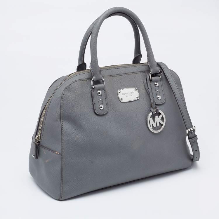 Pre Owned MICHAEL Michael Kors Grey Leather Dome Satchel