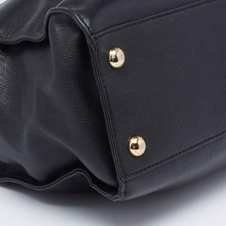 Pre Owned Michael Michael Kors Black Leather Large Hamilton North South Tote