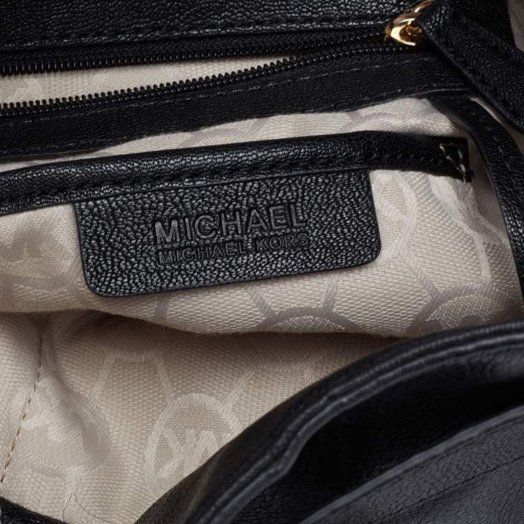 Pre Owned Michael Michael Kors Black Leather Large Hamilton North South Tote