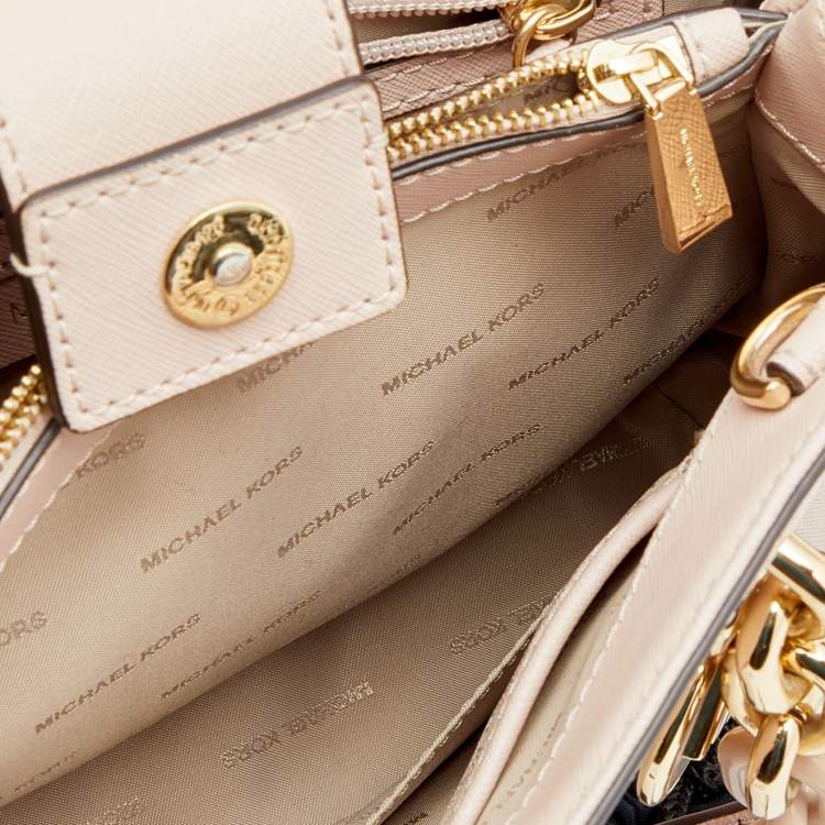 Pre Owned Michael Kors Pink Leather Small Cynthia Tote