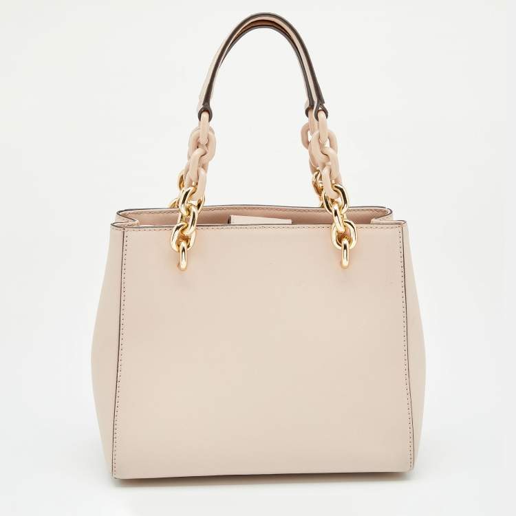 Pre Owned Michael Kors Pink Leather Small Cynthia Tote