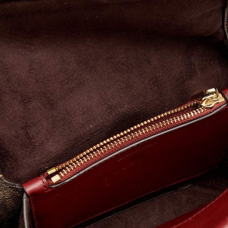 Pre Owned Michael Kors Brown/Burgundy Signature Coated Canvas And Leather Medium Cece Shoulder Bag