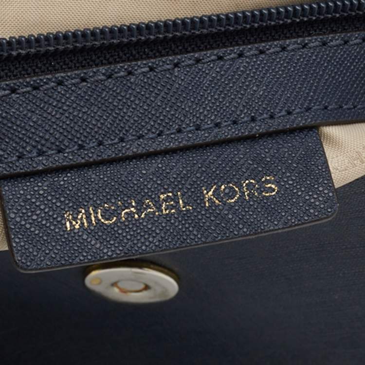 Pre Owned Michael Kors Navy Blue Saffiano Leather Small Ava Top Handle Bag