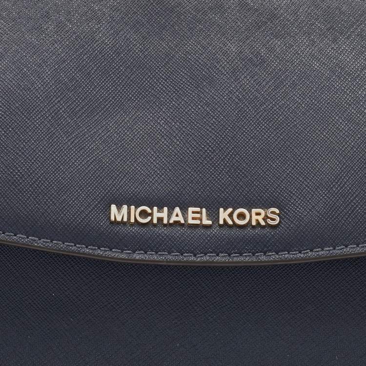 Pre Owned Michael Kors Navy Blue Saffiano Leather Small Ava Top Handle Bag