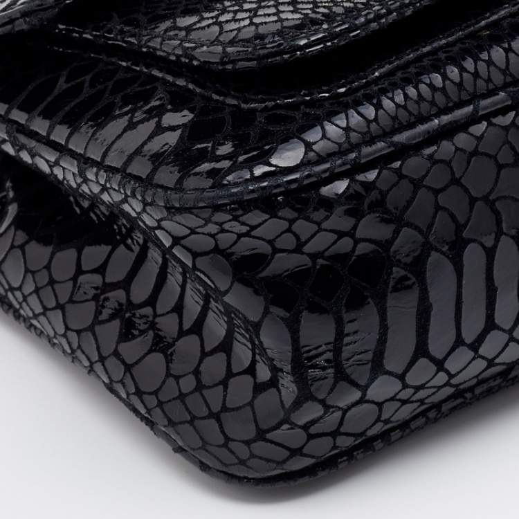 Pre Owned Michael Kors Black Python Effect Leather Sloan Shoulder Bag