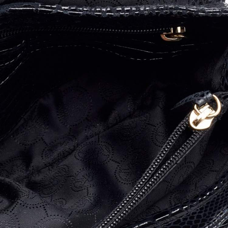 Pre Owned Michael Kors Black Python Effect Leather Sloan Shoulder Bag