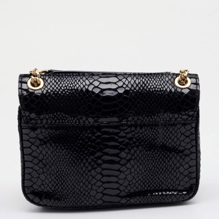 Pre Owned Michael Kors Black Python Effect Leather Sloan Shoulder Bag