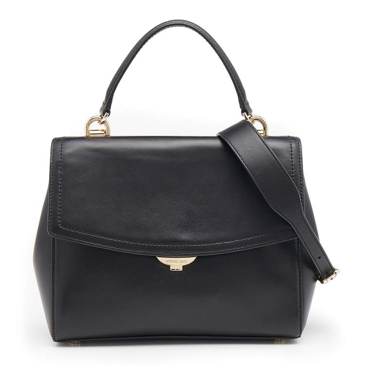 Pre Owned Michael Kors Black Leather Ava Top Handle Bag