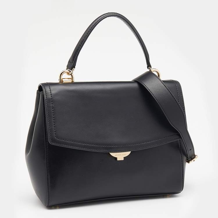 Pre Owned Michael Kors Black Leather Ava Top Handle Bag