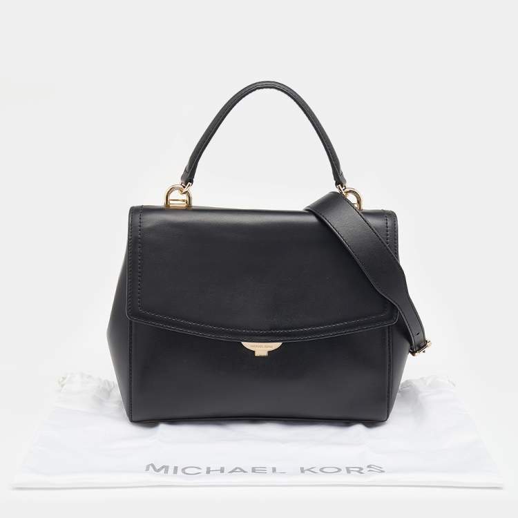 Pre Owned Michael Kors Black Leather Ava Top Handle Bag