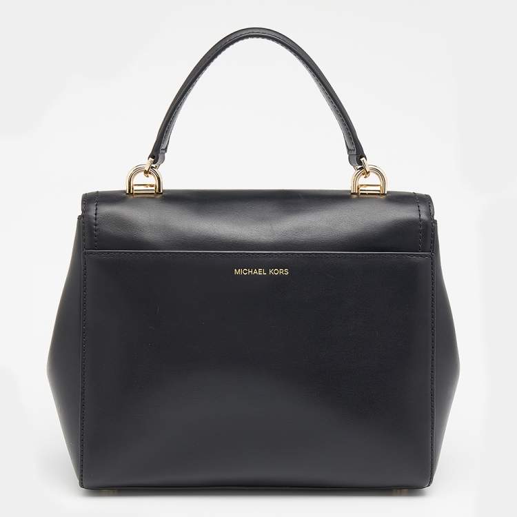 Pre Owned Michael Kors Black Leather Ava Top Handle Bag