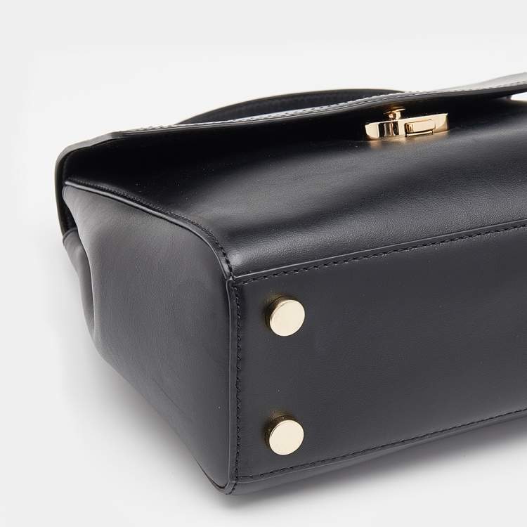 Pre Owned Michael Kors Black Leather Ava Top Handle Bag