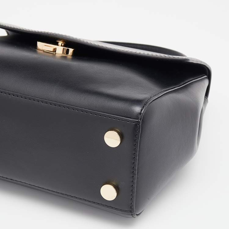Pre Owned Michael Kors Black Leather Ava Top Handle Bag