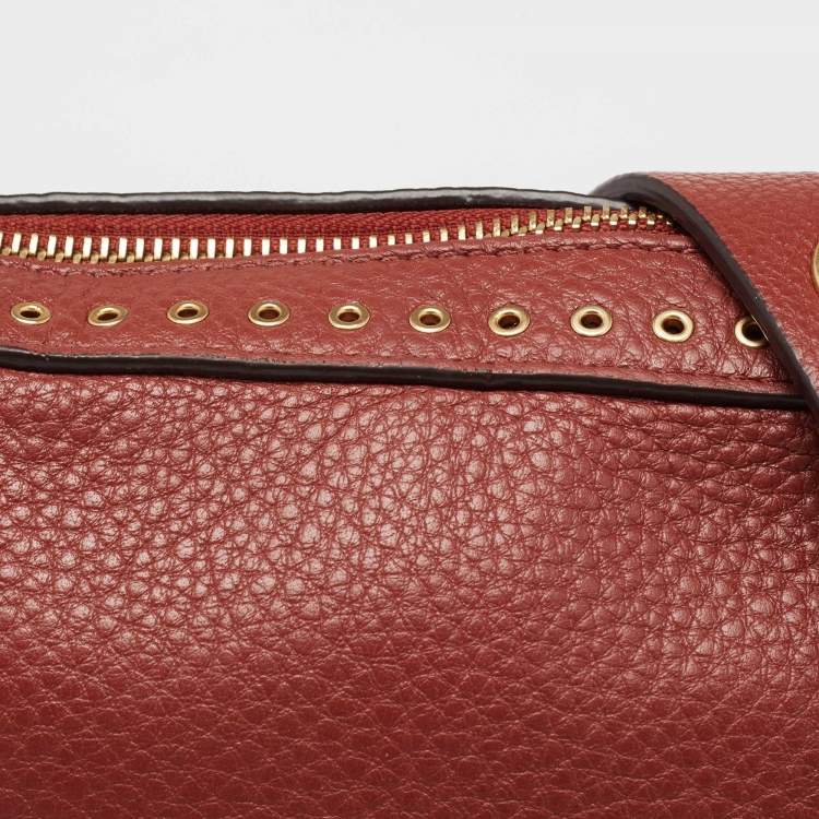 Pre Owned Michael Kors Brick Brown Leather Brooklyn Camera Shoulder Bag