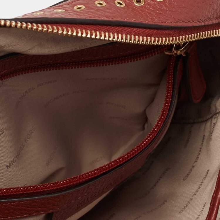 Pre Owned Michael Kors Brick Brown Leather Brooklyn Camera Shoulder Bag