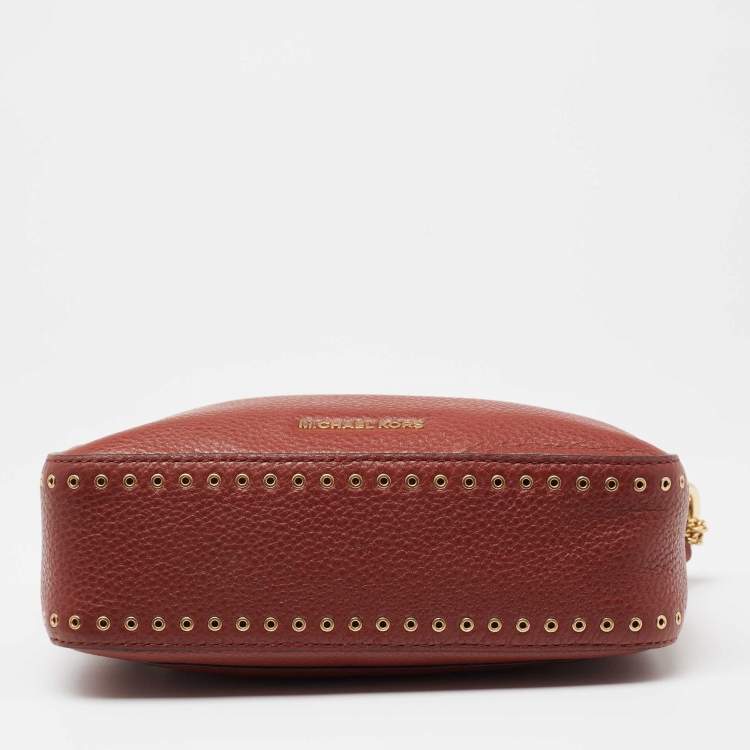 Pre Owned Michael Kors Brick Brown Leather Brooklyn Camera Shoulder Bag