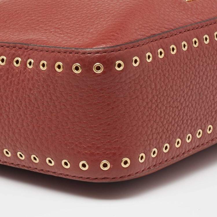 Pre Owned Michael Kors Brick Brown Leather Brooklyn Camera Shoulder Bag