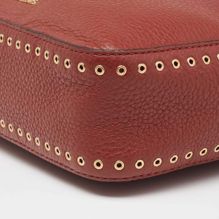 Pre Owned Michael Kors Brick Brown Leather Brooklyn Camera Shoulder Bag