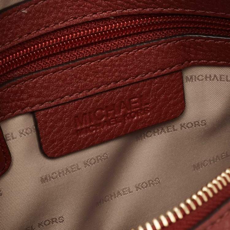 Pre Owned Michael Kors Brick Brown Leather Brooklyn Camera Shoulder Bag