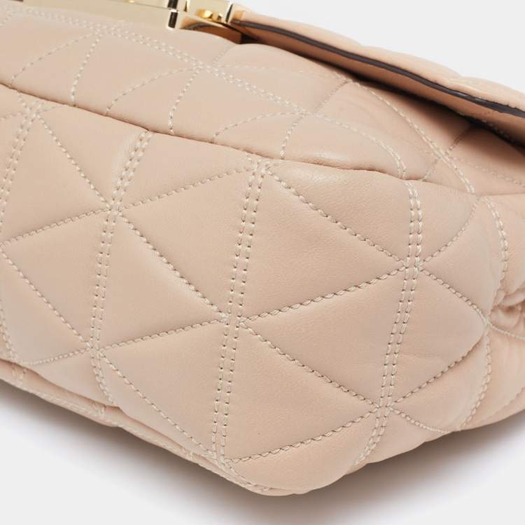 Pre Owned Michael Kors Beige Quilted Leather Large Sloan Shoulder Bag