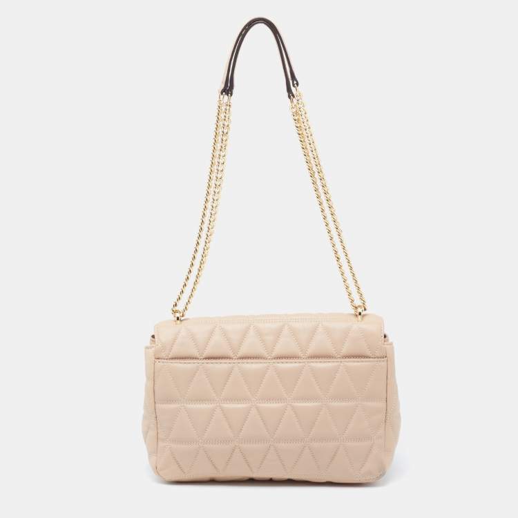 Pre Owned Michael Kors Beige Quilted Leather Large Sloan Shoulder Bag