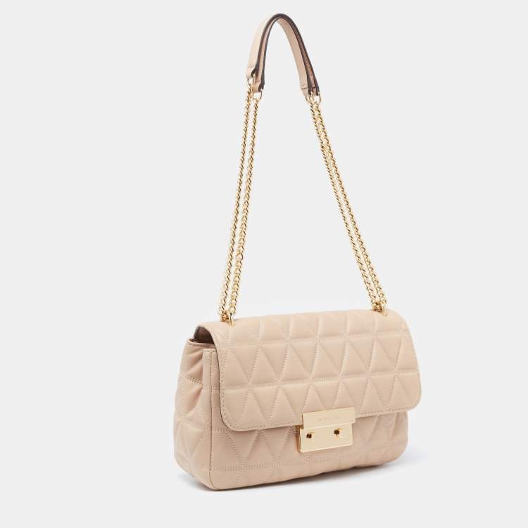Pre Owned Michael Kors Beige Quilted Leather Large Sloan Shoulder Bag