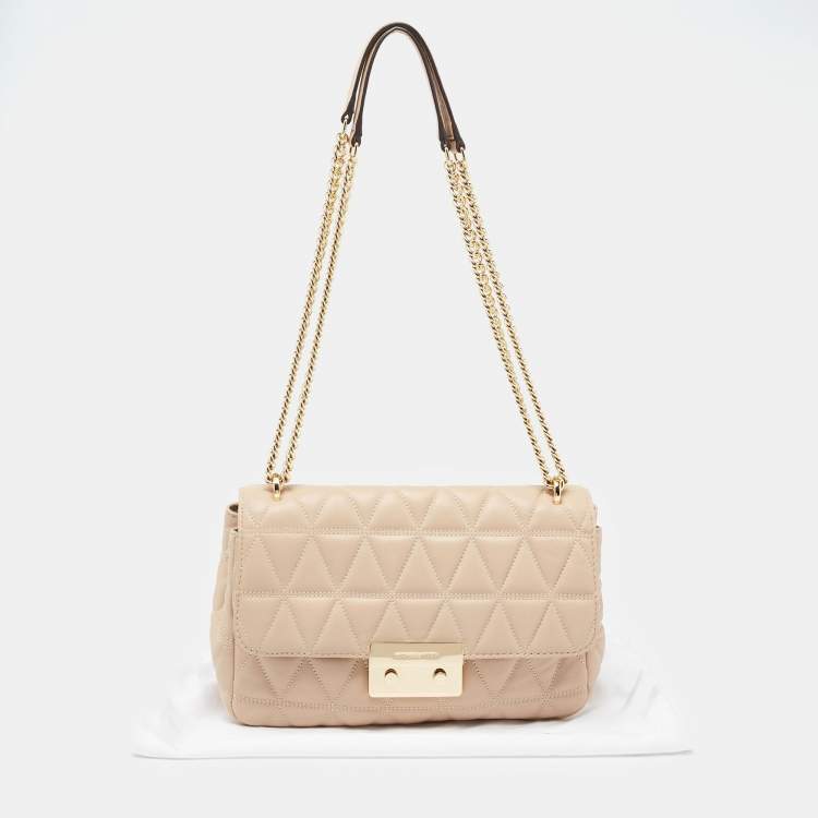 Pre Owned Michael Kors Beige Quilted Leather Large Sloan Shoulder Bag