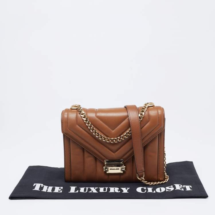 Pre Owned Michael Kors Tan Quilted Leather Whitney Shoulder Bag