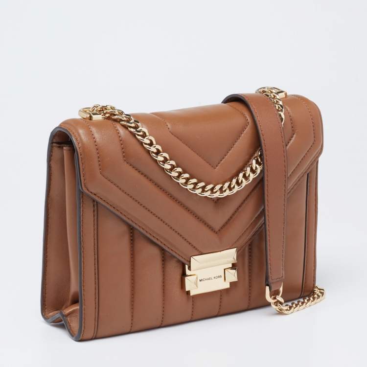Pre Owned Michael Kors Tan Quilted Leather Whitney Shoulder Bag