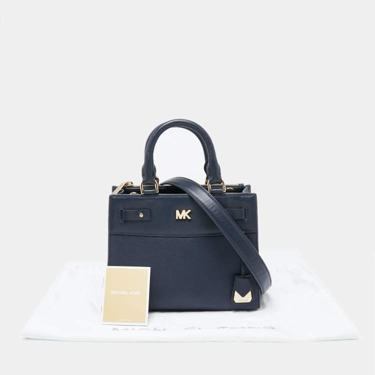 Pre Owned Michael Kors Navy Blue Leather Reagan Tote