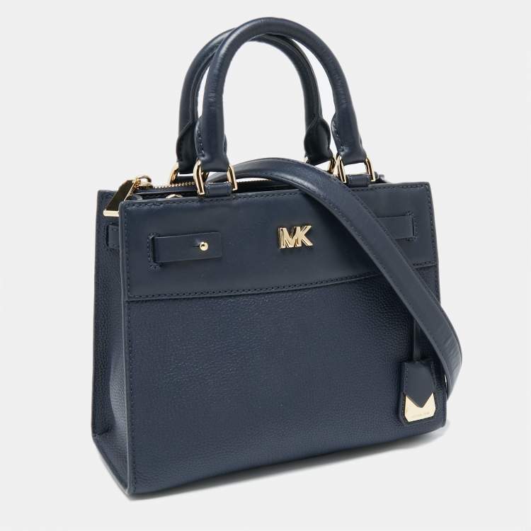 Pre Owned Michael Kors Navy Blue Leather Reagan Tote