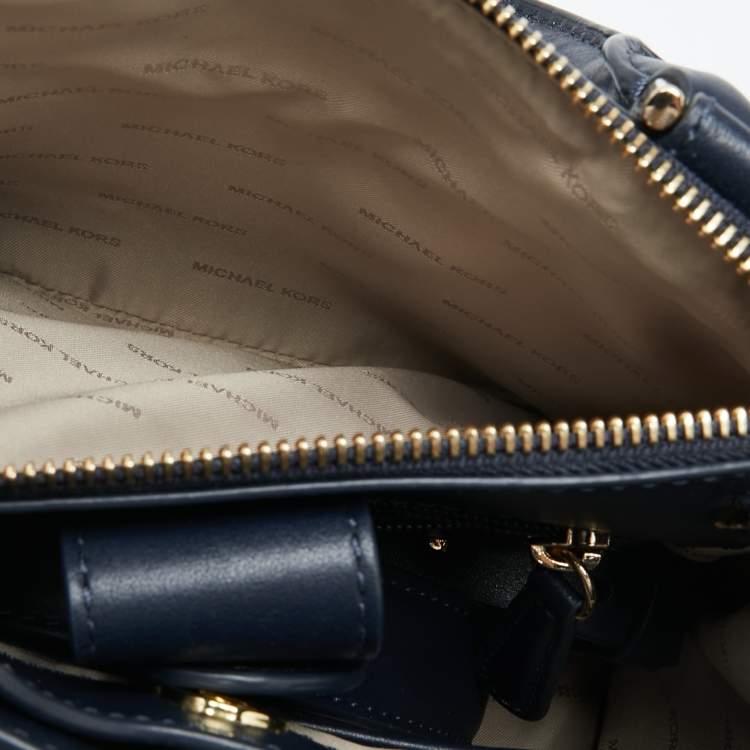 Pre Owned Michael Kors Navy Blue Leather Reagan Tote