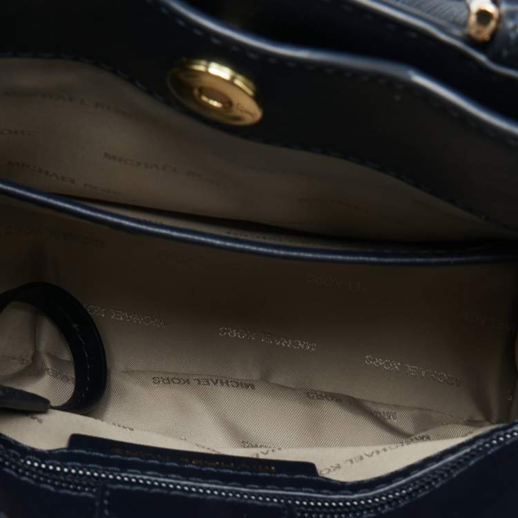 Pre Owned Michael Kors Navy Blue Leather Reagan Tote