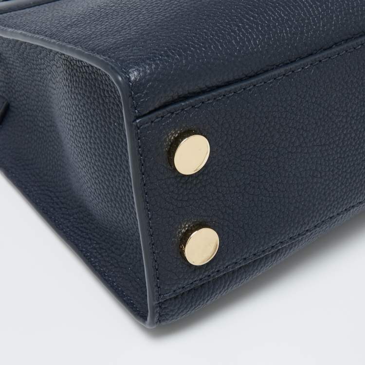 Pre Owned Michael Kors Navy Blue Leather Reagan Tote