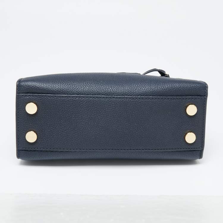 Pre Owned Michael Kors Navy Blue Leather Reagan Tote