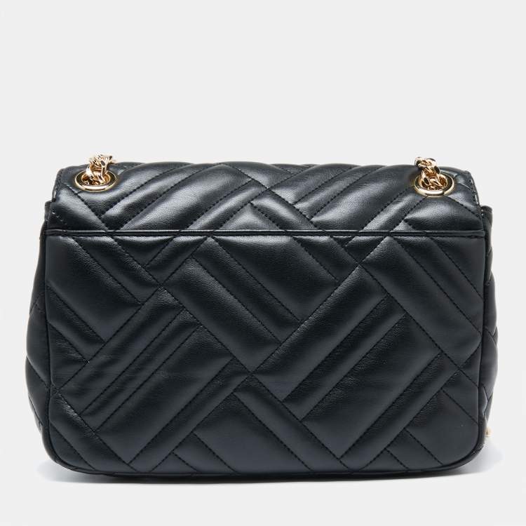 Pre Owned Michael Kors Black Leather Medium Peyton Shoulder Bag