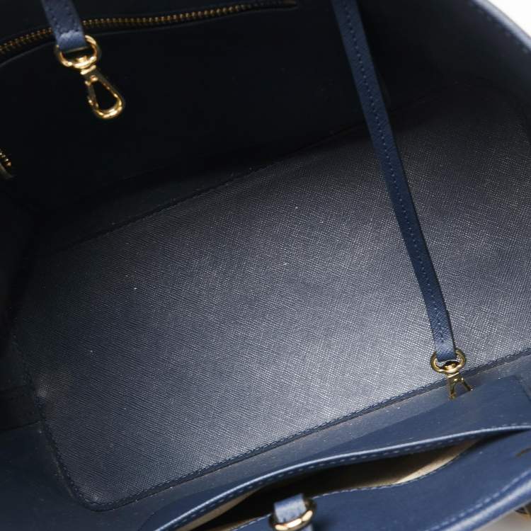 Pre Owned Michael Kors Navy Blue Leather Small Jet Set Travel Tote