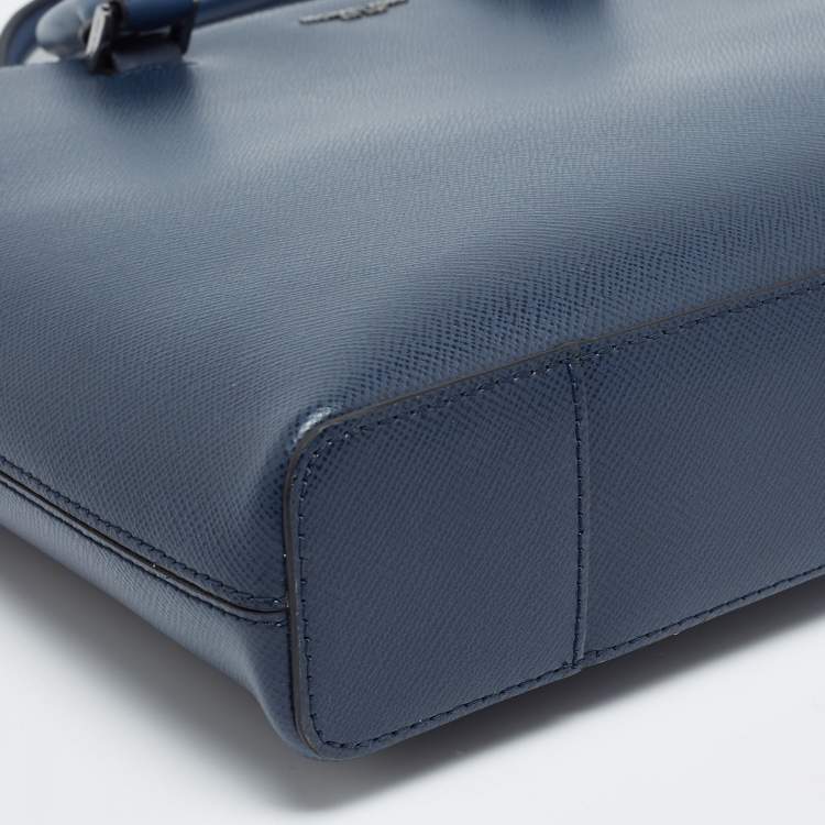 Pre Owned Michael Kors Navy Blue Leather Harrison Briefcase