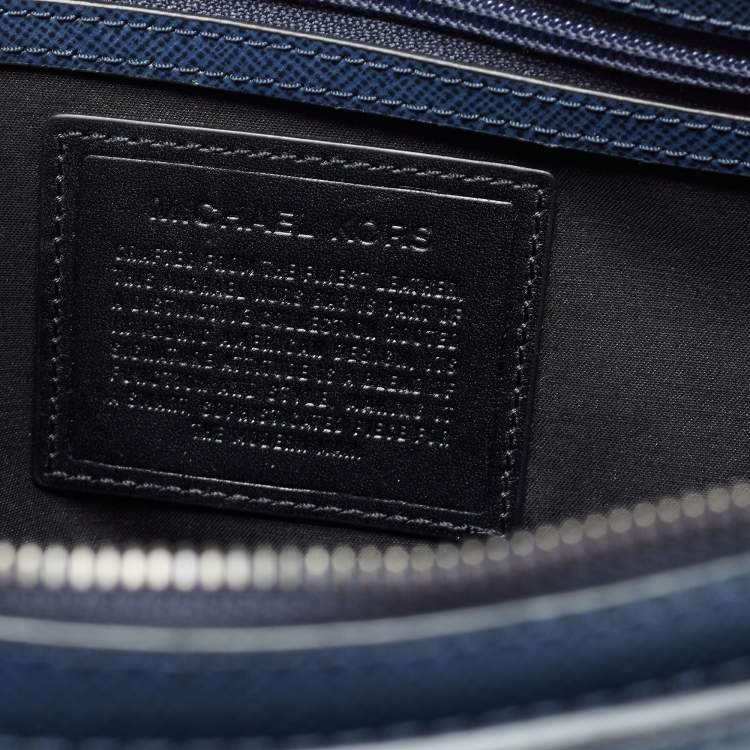 Pre Owned Michael Kors Navy Blue Leather Harrison Briefcase