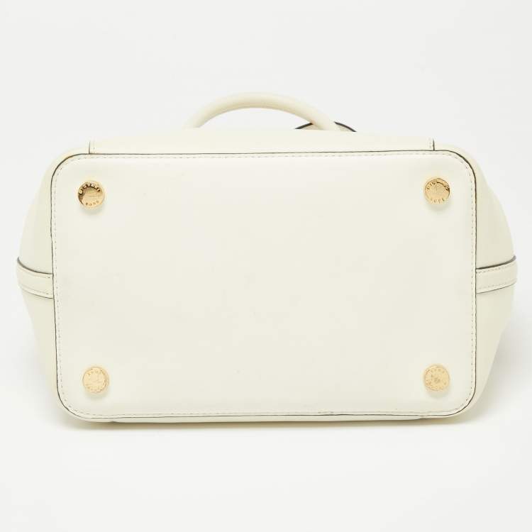 Pre Owned Michael Kors Off White Leather Greenwich Tote 