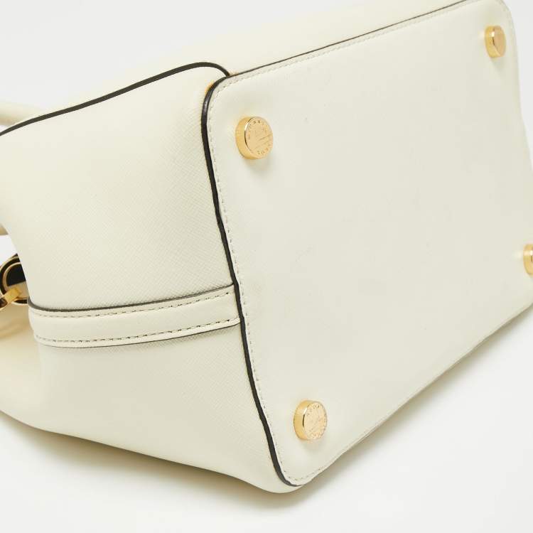 Pre Owned Michael Kors Off White Leather Greenwich Tote 