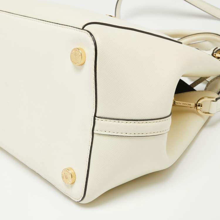 Pre Owned Michael Kors Off White Leather Greenwich Tote 