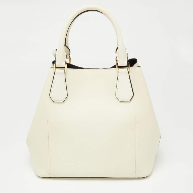Pre Owned Michael Kors Off White Leather Greenwich Tote 