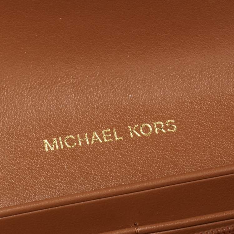 Pre Owned MICHAEL Michael Kors Brown Signature Coated Canvas And Leather Wallet on Chain