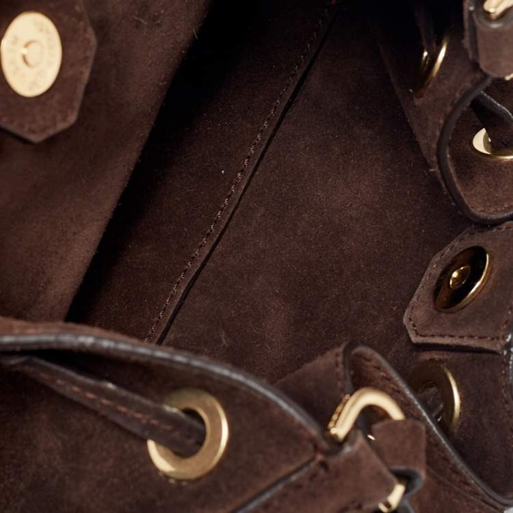 Pre Owned Michael Kors Dark Brown Suede and Leather Greenwich Bucket Bag