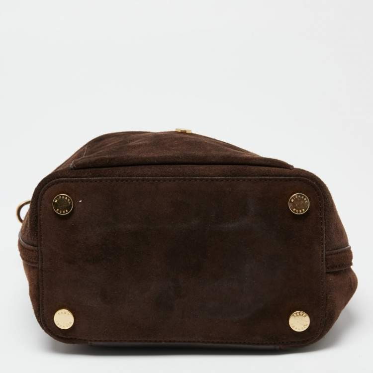 Pre Owned Michael Kors Dark Brown Suede and Leather Greenwich Bucket Bag