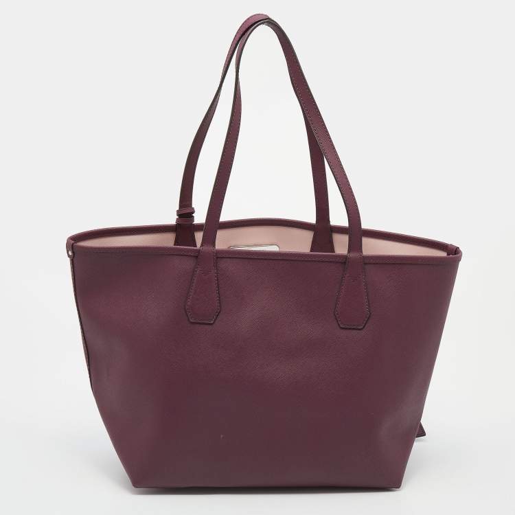 Pre Owned Michael Kors Burgundy Saffiano Leather Reversible Tote