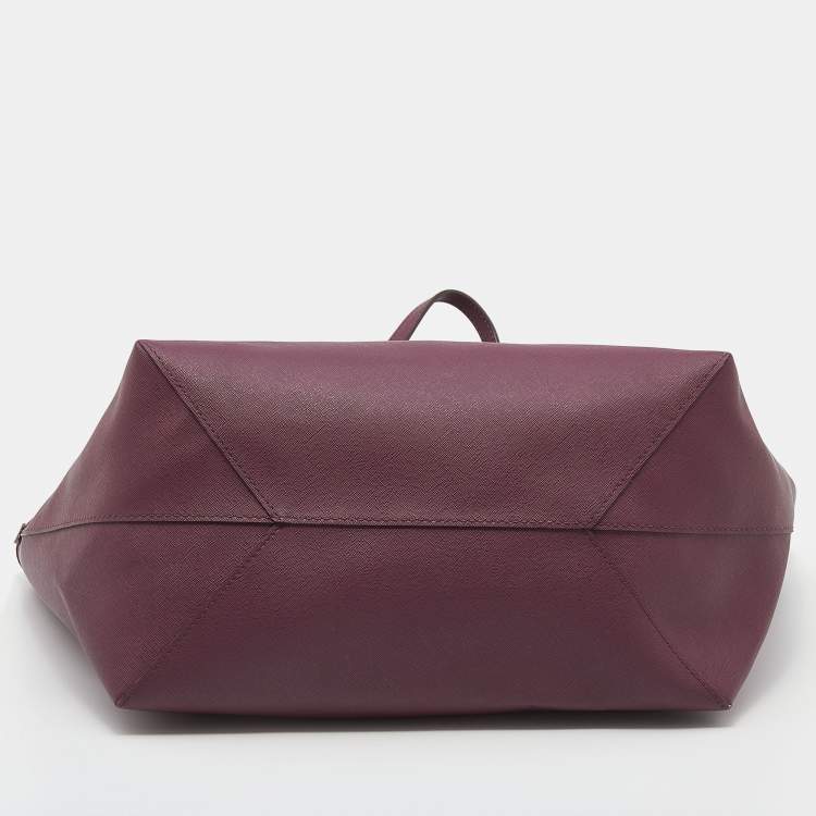 Pre Owned Michael Kors Burgundy Saffiano Leather Reversible Tote