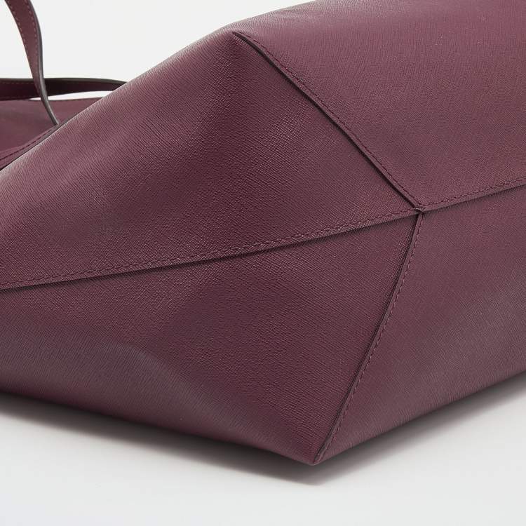 Pre Owned Michael Kors Burgundy Saffiano Leather Reversible Tote