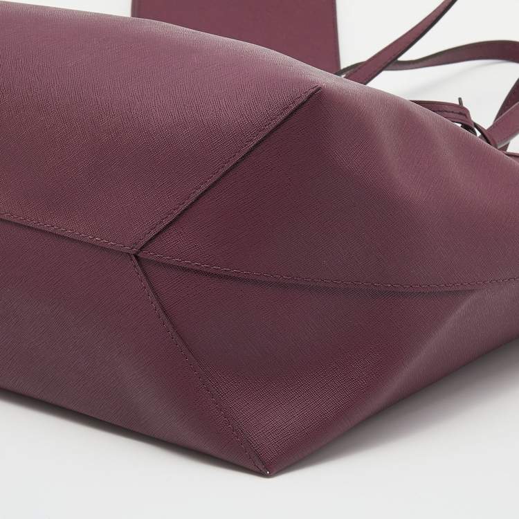 Pre Owned Michael Kors Burgundy Saffiano Leather Reversible Tote